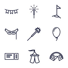 Set of 9 festival outline icons