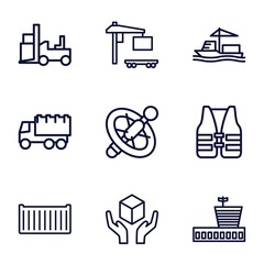 Set of 9 transport outline icons