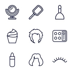 Set of 9 makeup outline icons