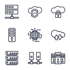 Obraz premium Set of 9 server outline icons