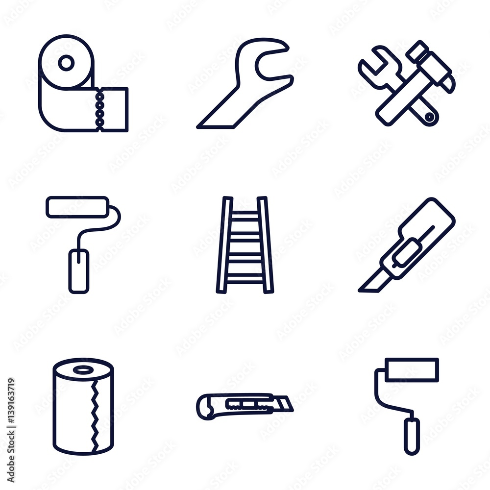 Poster set of 9 utility outline icons