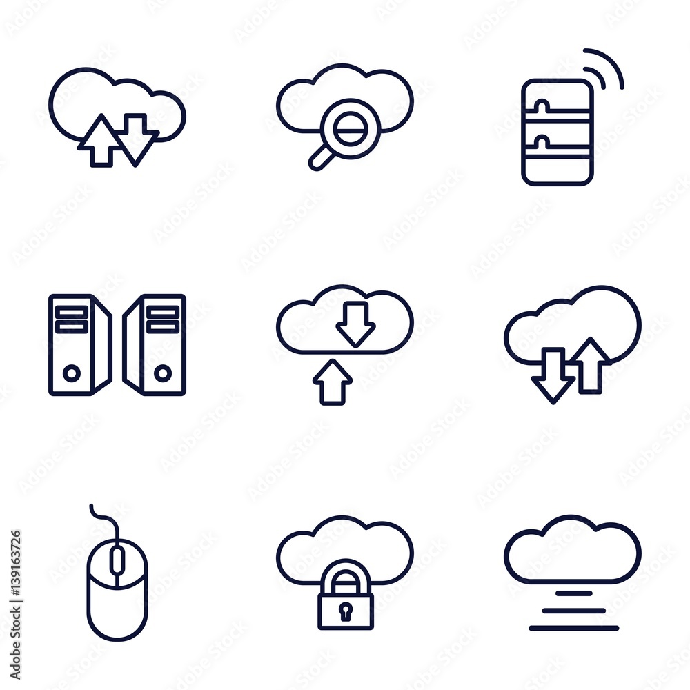Aufkleber set of 9 computing outline icons