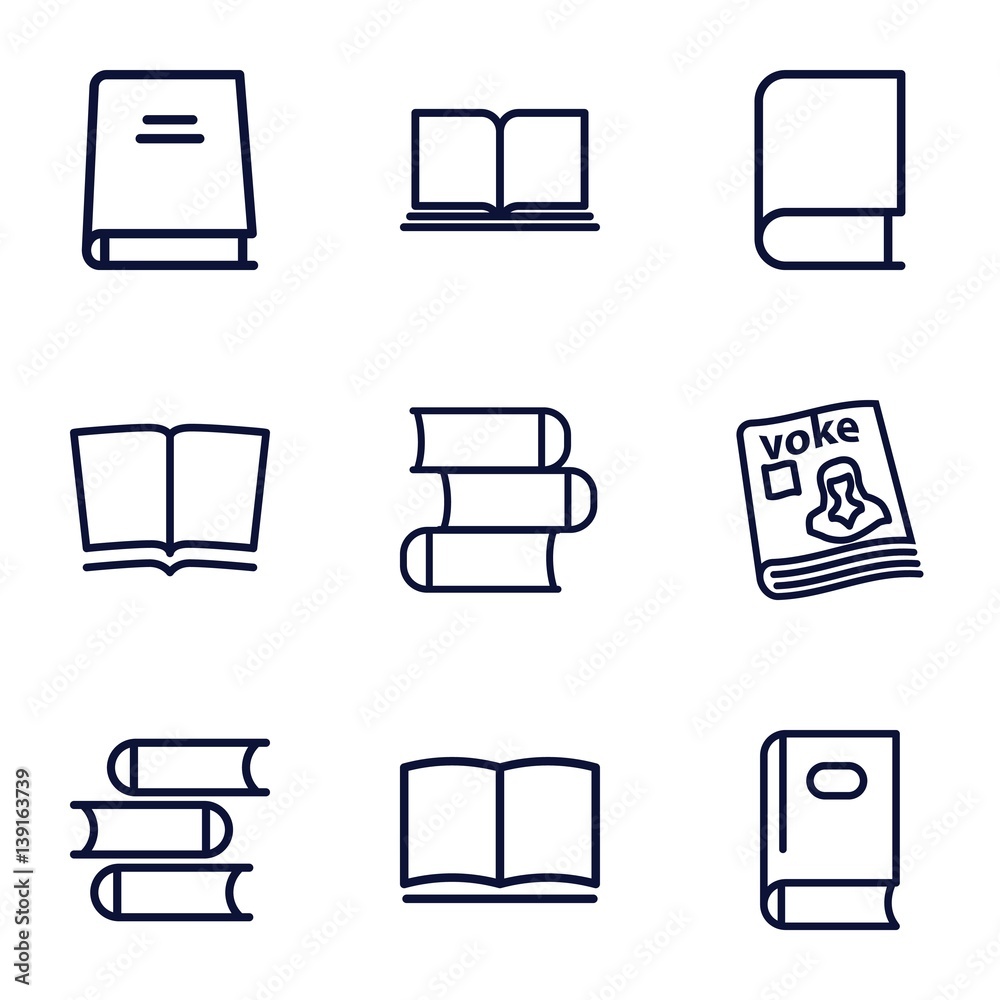 Poster set of 9 read outline icons