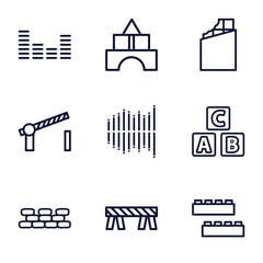 Set of 9 block outline icons