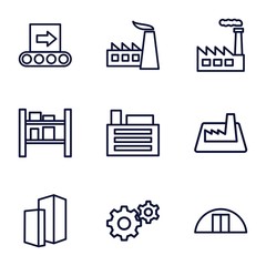 Set of 9 factory outline icons