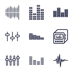 Set of 9 equalizer outline icons