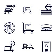 Set of 9 airport outline icons
