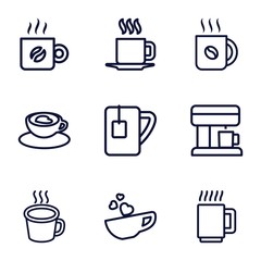 Set of 9 cappuccino outline icons