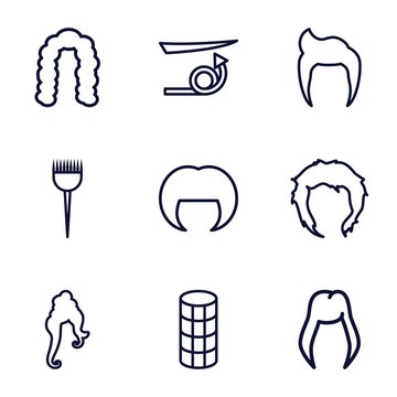 Set of 9 hairstyle outline icons