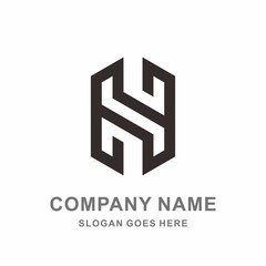 Monogram Letter H Geometric Hexagon Strips Architecture Interior Furnishing Business Company Stock Vector Logo Design Template 