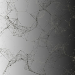 Chemistry pattern, connecting lines and dots, molecule structure on gray, scientific medical DNA research, geometric graphic background. Medicine, science and technology concept. Minimalistic design.