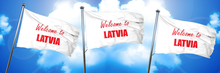 Welcome to latvia, 3D rendering, triple flags