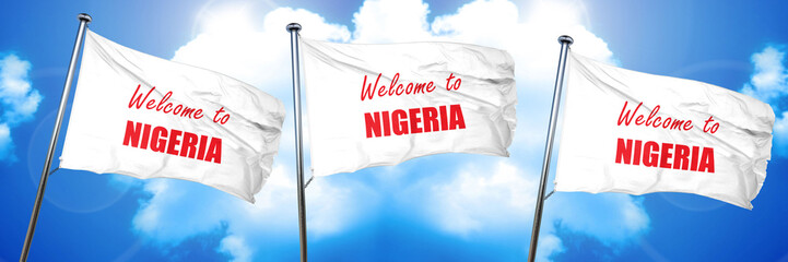 Welcome to nigeria, 3D rendering, triple flags