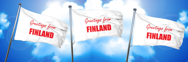 Greetings from finland, 3D rendering, triple flags
