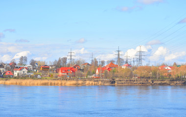 Fototapeta na wymiar Neva River on the outskirts of St. Petersburg.