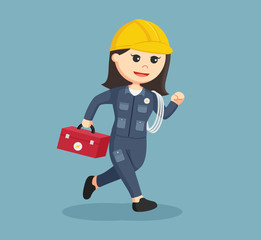 female electrician running illustration design