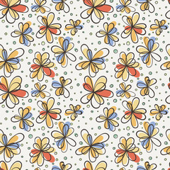 Fototapeta premium Seamless doodle floral pattern.