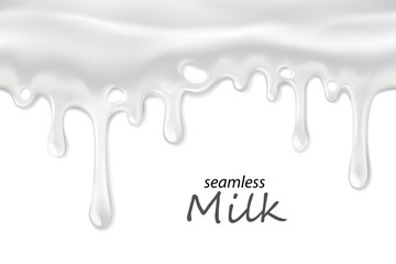 Seamless dripping milk repeatable isolated on white
