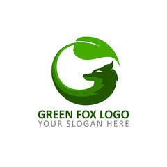 Green Fox with leave Logo 