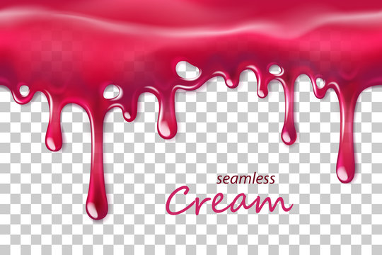Seamless dripping pink cream repeatable isolated on transparent background © TAW4