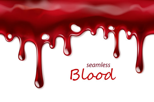 Seamless dripping blood repeatable isolated on white