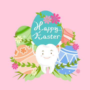 tooth with happy easter