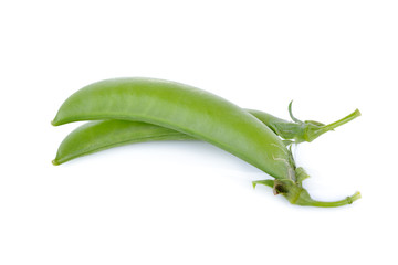 fresh sugar snap pea or green pea on white background
