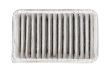 Used air filters from car isolated on white background ,clipping path