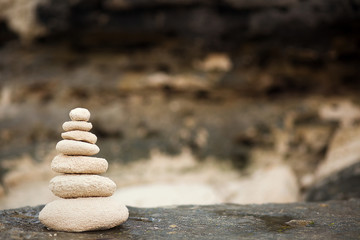 Zen stones, background ocean for the perfect meditation