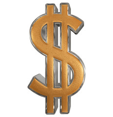 Symbol of American dollar, isolated on white  background, 3D illustration