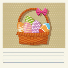 cartoon basket egg easter celebration vector illustration eps 10