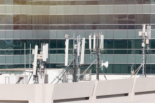 Mobile phone Telecommunication Radio antenna on Tower.
