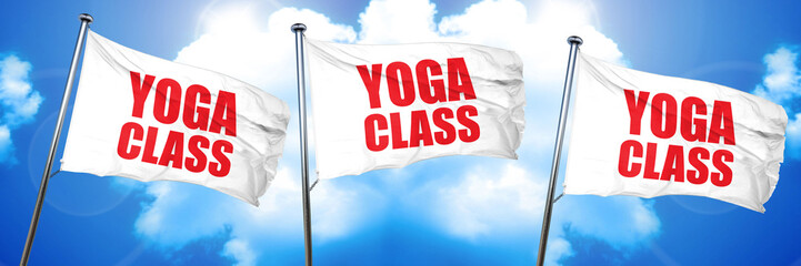 yoga class, 3D rendering, triple flags