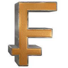 Obraz premium Symbol of French franc, isolated on white background, 3D illustration