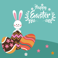 happy easter rabbit egg festive vector illustration eps 10