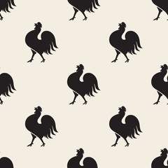 seamless monochrome chicken pattern background