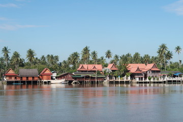 Fototapeta na wymiar House by the river. Ampwa, in Thailand