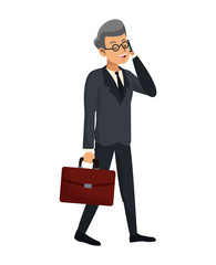 man business elderly talking smartphone vector illustration eps 10