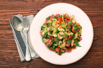 Shrimp and avocado salad with tomato