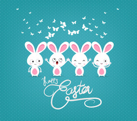 Obraz na płótnie Canvas happy easter with bunny funny