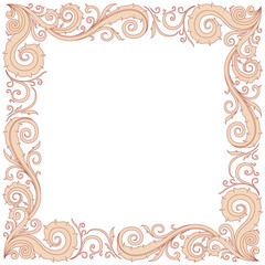 Floral ornament frame in red and cream.