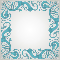 Floral ornament frame in blue.
