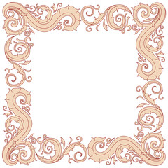 Floral ornament frame in red and cream.