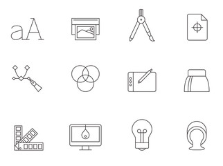 Outline Icons - Printing & Graphic Design