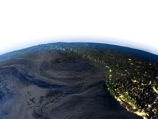 West coast of Canada at night on planet Earth
