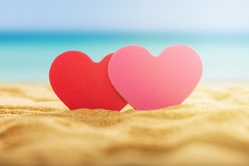 Two Heart On Sand Beach