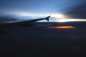 sunset view in airplane