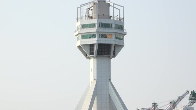 A vessel traffic service center (Control Tower) in Port of Kaohsiung, the largest harbor in Taiwan that has an annual handling capacity 10 million containers. 4K