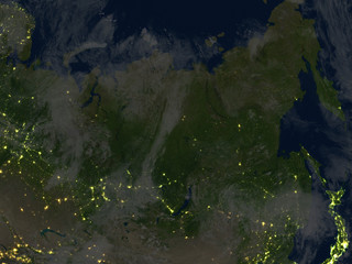 Siberia at night on planet Earth
