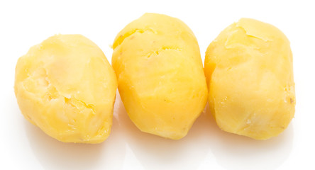 boiled potatoes on a white background